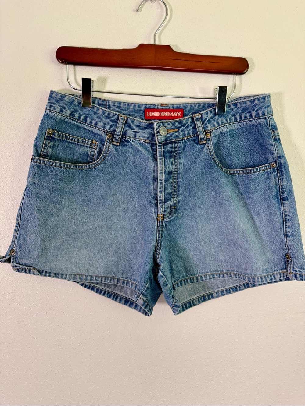 Vintage 90s UnionBay Denim Shorts High Rise Button Fly Made in Canada Size 13